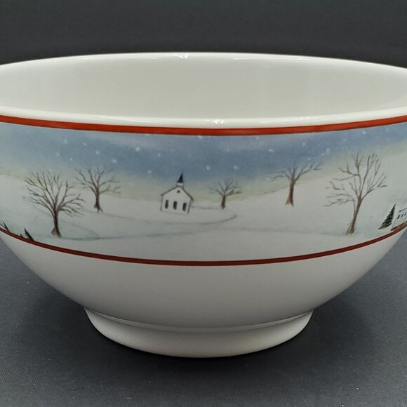 Sakura Christmas Valley Cereal Bowls David Carter Brown Holiday Soup Bowls - Picture 8 of 8